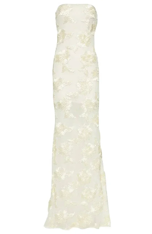 Jessie Flower Embroidered Mesh Maxi Dress Comfortable Bohemian Maxi Dress