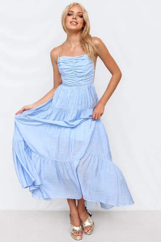Lillian Maxi Dress - Blue Classic V-Neck Maxi Dress