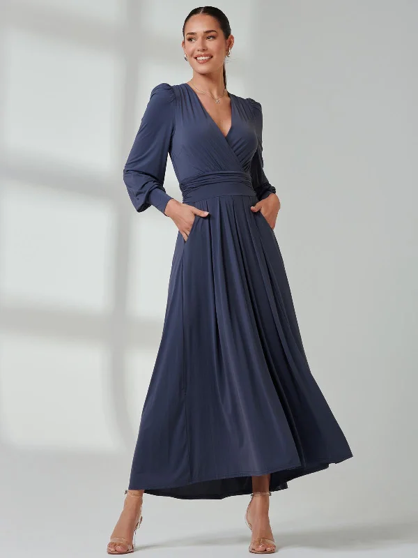 Long Sleeve Super Soft Jersey Maxi Dress, Steel Blue Comfortable Long-Sleeve Maxi Dress Long Sleeve Super Soft Jersey Maxi Dress, Steel Blue Comfortable Long-Sleeve Maxi Dress