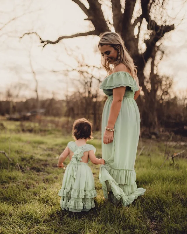 Nellie Ruffle Maxi Dress - Sage Classic Solid Maxi Dress