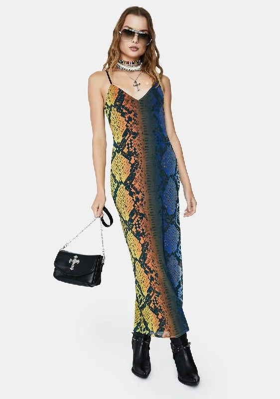 Ombre Snake Amina Maxi Dress Stylish Off-Shoulder Maxi Dress