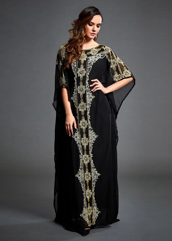 Plus Size Black O-Neck Print Chiffon Maxi Dresses Summer Classic V-Neck Maxi Dress