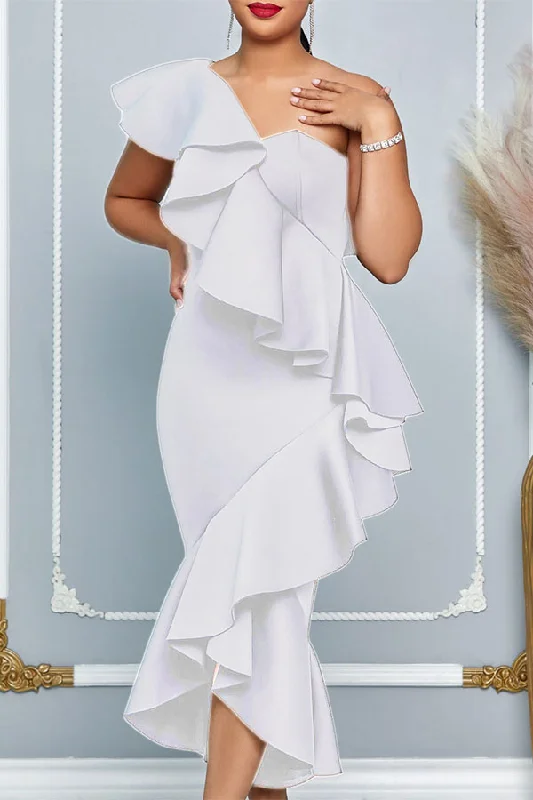 Solid Color Glamorous Asymmetric Ruffle Fishtail Maxi Dress Comfortable Fit-and-Flare Maxi Dress Solid Color Glamorous Asymmetric Ruffle Fishtail Maxi Dress Comfortable Fit-and-Flare Maxi Dress