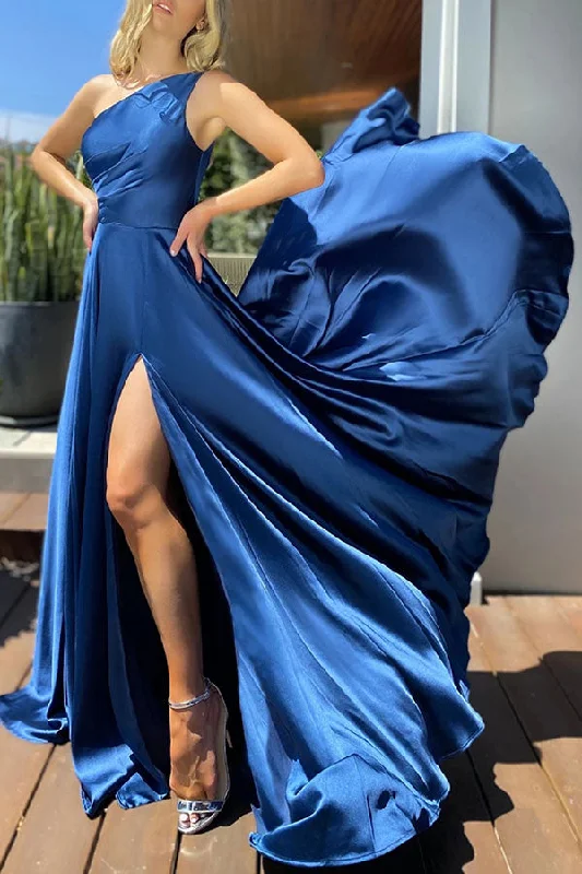 Solid Color One Shoulder Undeniable High Split Maxi Dress Comfortable T-Shirt Maxi Dress Solid Color One Shoulder Undeniable High Split Maxi Dress Comfortable T-Shirt Maxi Dress