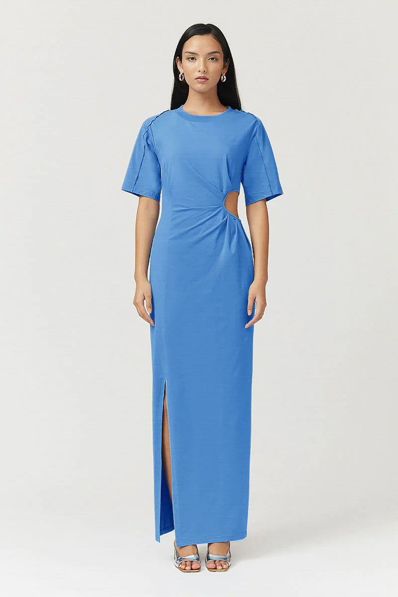 Suboo Barney Cut Out Maxi Dress - Blue Trendy Satin Maxi Dress