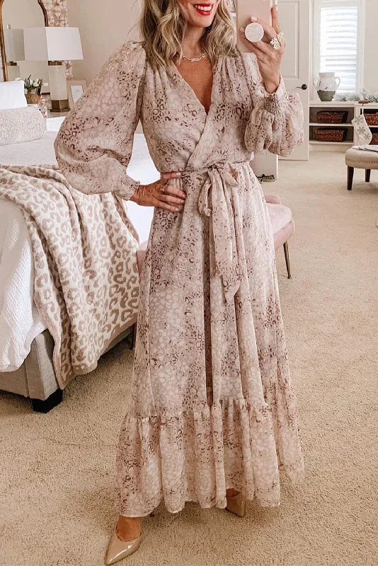 KaleaBoutique Surplice Neck Bubble Sleeve Maxi Dress with Sash Cozy Knitted Maxi Dress KaleaBoutique Surplice Neck Bubble Sleeve Maxi Dress with Sash Cozy Knitted Maxi Dress