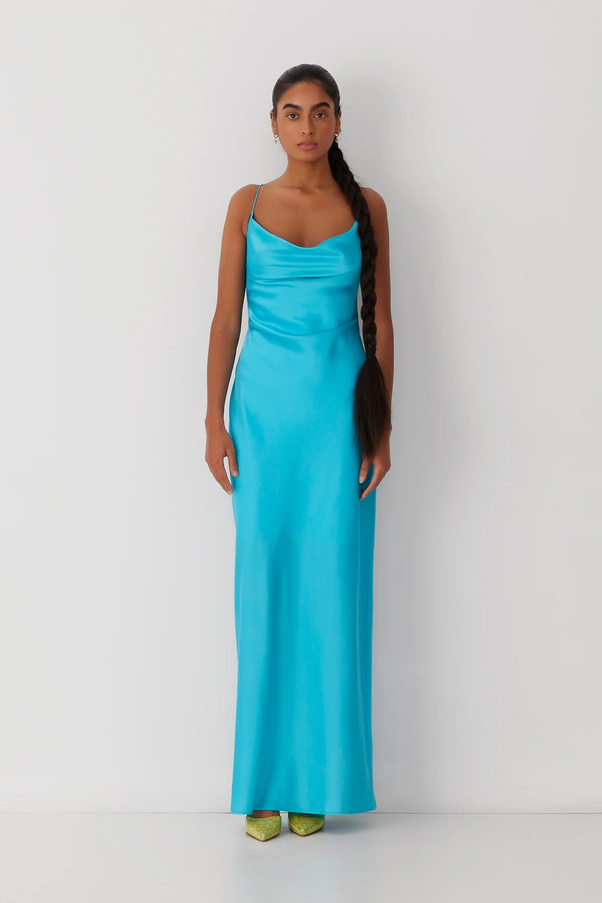 The Wolf Gang Las Lolas Maxi Dress - Aqua Comfortable Pleated Maxi Dress