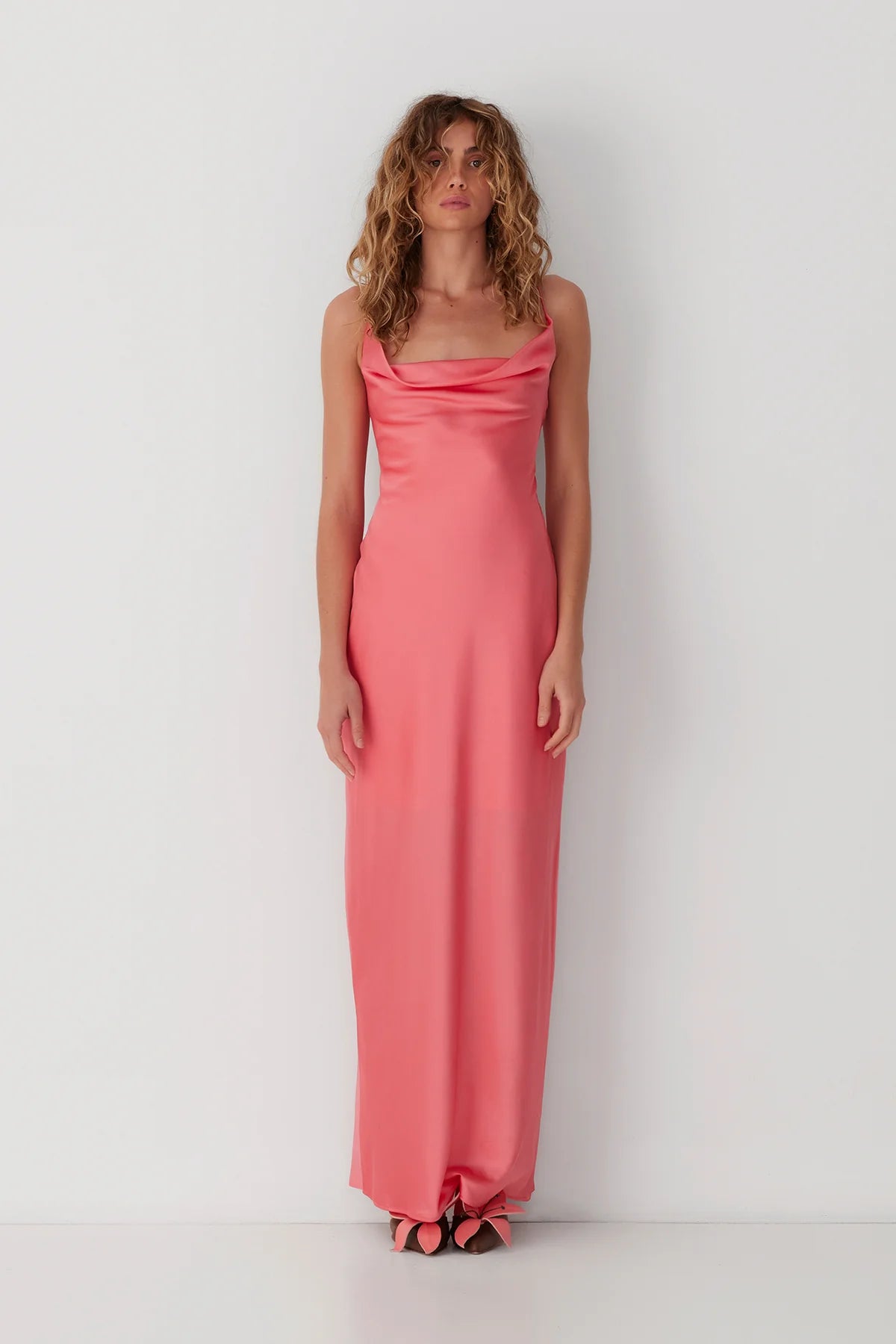 The Wolf Gang Las Lolas Maxi Dress - Coral Stylish Button-Up Maxi Dress