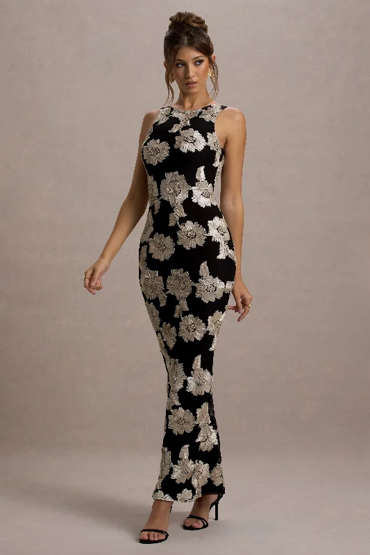 Zoella | Ecru Floral Print Sleeveless Maxi Dress Trendy Maxi Dress with Lace