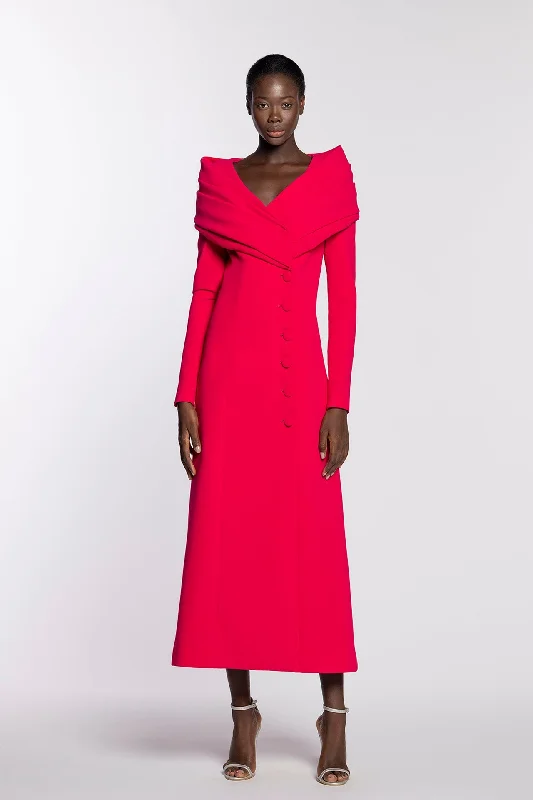 Pleated collar jacket style crepe dress Jacket Blazer Coat