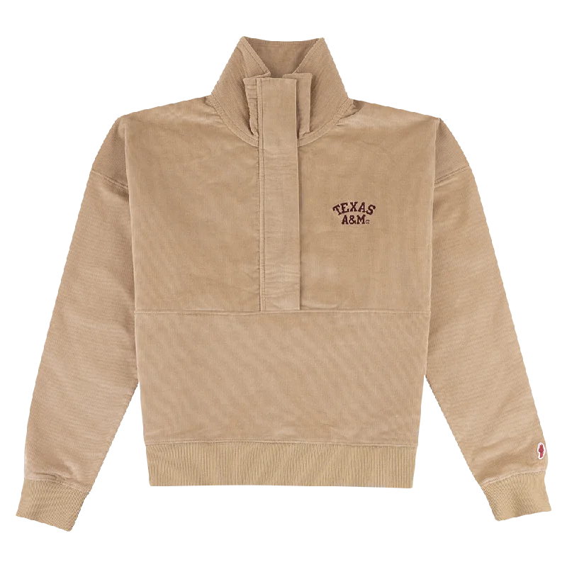 Texas A&M Khaki Corduroy Half Zip Jacket Satin Jacket Silk Jacket Chiffon Jacket