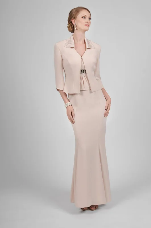 Alexander by Daymor - 418SC Jewel Accented Empire Dress with Jacket Wool Jacket Cashmere Jacket Tweed Jacket Alexander by Daymor - 418SC Jewel Accented Empire Dress with Jacket Wool Jacket Cashmere Jacket Tweed Jacket