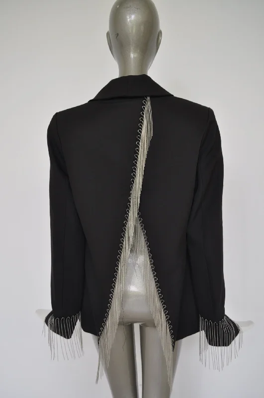 Avantgarde jacket with metal strings attached Snapped Jacket Toggled Jacket Drawstring Jacket Avantgarde jacket with metal strings attached Snapped Jacket Toggled Jacket Drawstring Jacket