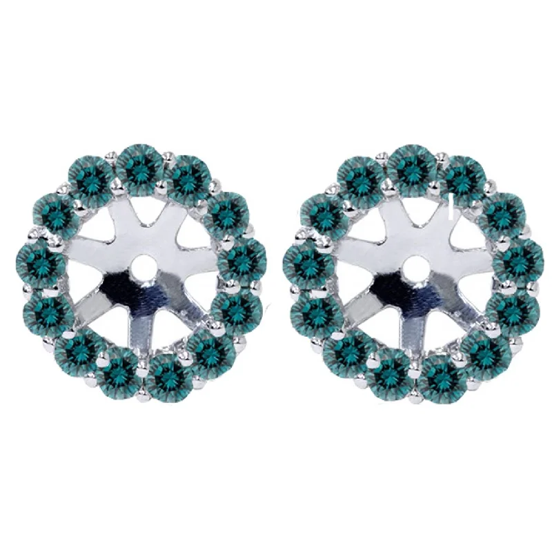Women's 3/4ct Halo Blue Diamond Earring Jackets 14K White Gold (4.5-6mm) Cotton Jacket Linen Jacket Terry Jacket Women's 3/4ct Halo Blue Diamond Earring Jackets 14K White Gold (4.5-6mm) Cotton Jacket Linen Jacket Terry Jacket