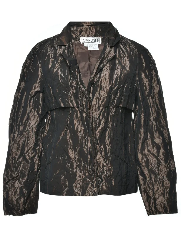 Black Crinkled Evening Jacket - M Boat Neck Shawl Collar Notched Collar