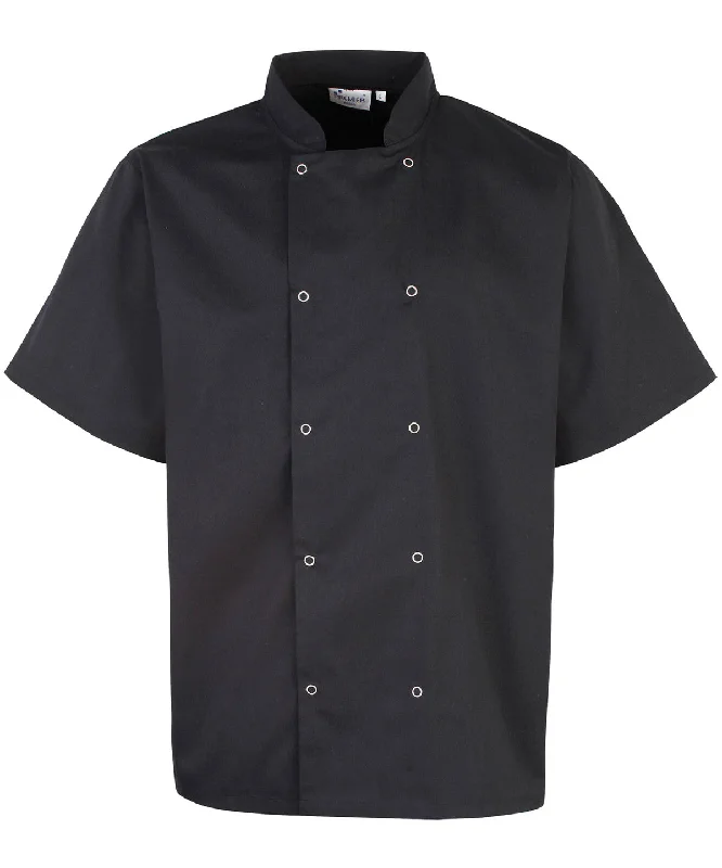 Black - Studded front short sleeve chef's jacket Embroidered Jacket Appliqued Jacket Beaded Jacket Black - Studded front short sleeve chef's jacket Embroidered Jacket Appliqued Jacket Beaded Jacket