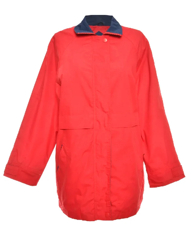 Button-Front Red Classic Jacket - XL Zippered Front Buttoned Front Snap Front