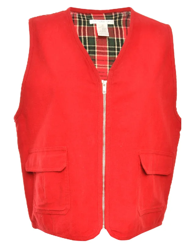 Button Front Red Jacket - M Mesh Jacket Canvas Jacket Denim Jacket