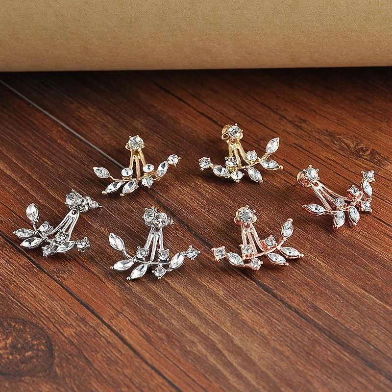 Crystal Leaves Stud Earrings & Jacket In Three Colors Chenille Jacket Brocade Jacket Lace Jacket Crystal Leaves Stud Earrings & Jacket In Three Colors Chenille Jacket Brocade Jacket Lace Jacket