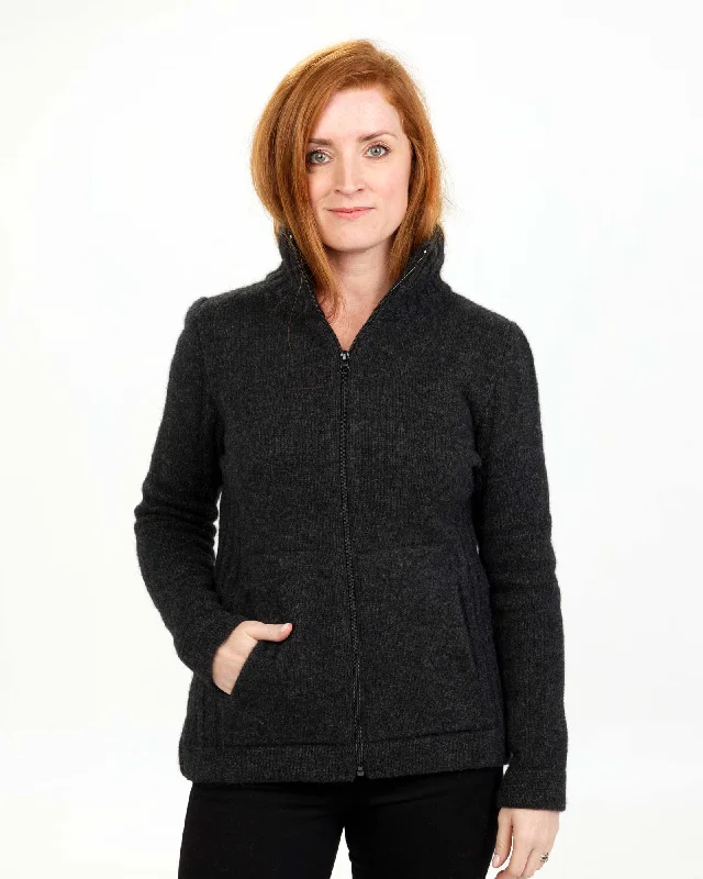 Charcoal Women's Essential Jacket in Possum Merino - NS832 Herringbone Jacket Houndstooth Jacket Plaid Jacket Charcoal Women's Essential Jacket in Possum Merino - NS832 Herringbone Jacket Houndstooth Jacket Plaid Jacket