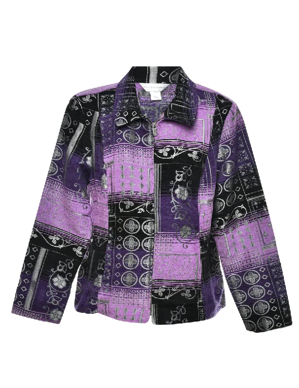 Floral Pattern Tapestry Jacket - L Chenille Jacket Brocade Jacket Lace Jacket