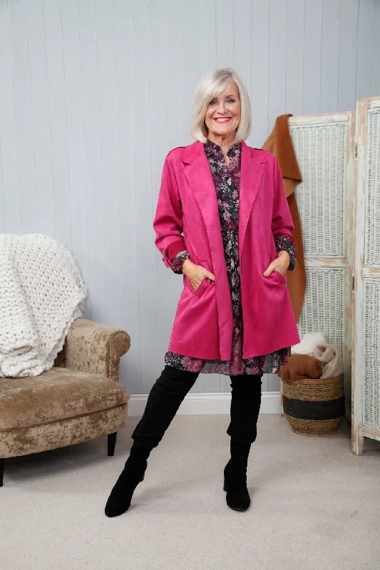 Goose Island 3820 Suedette Turned Up Sleeve Jacket (5 Colours) Satin Fabric Silk Fabric Chiffon Fabric