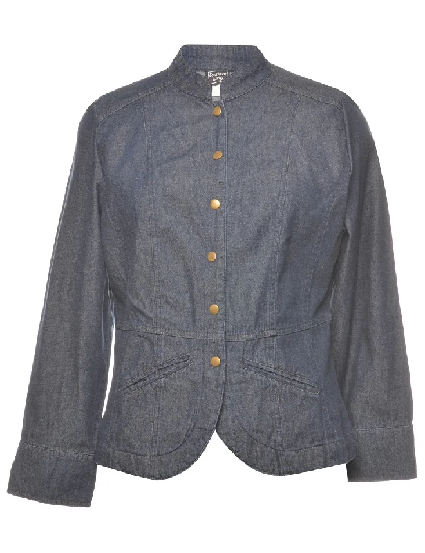 Indigo Denim Jacket - L Zip Front Button Front Snap Front
