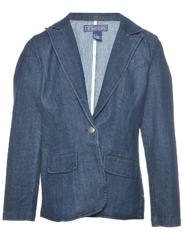 Indigo Denim Jacket - S Tiered Jacket Buttoned Jacket Zippered Jacket