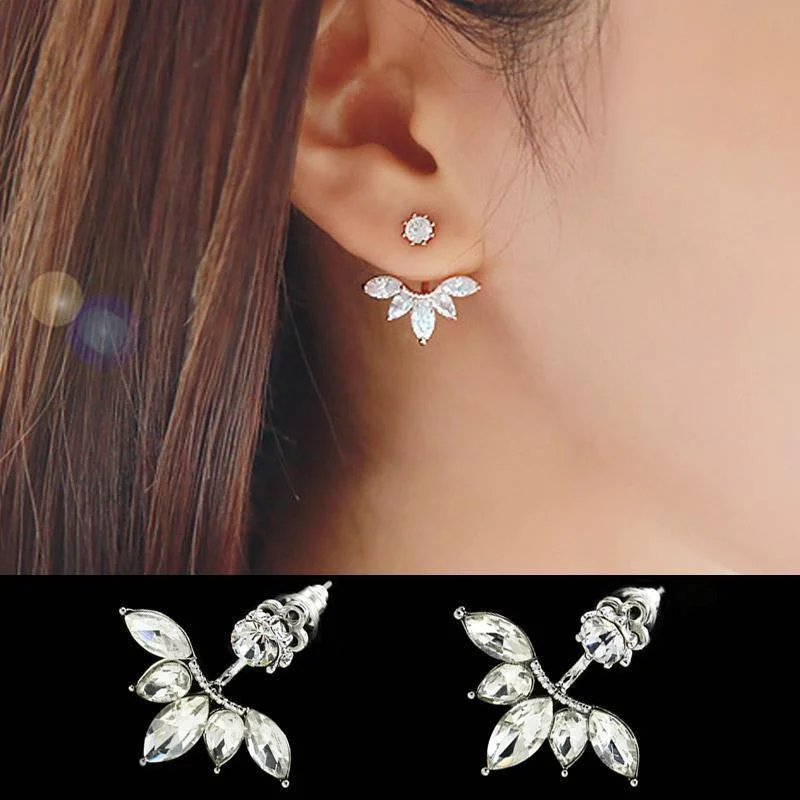 Leaf Crystals Stud Earrings for Women Silver color Double Sided Fashion Jewelry Earrings female Ear Jacket brincos Pending Mujer Snapped Jacket Toggled Jacket Drawstring Jacket Leaf Crystals Stud Earrings for Women Silver color Double Sided Fashion Jewelry Earrings female Ear Jacket brincos Pending Mujer Snapped Jacket Toggled Jacket Drawstring Jacket