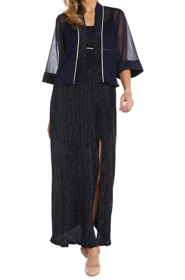LONG CRINKLED PLEATED JACKET DRESS - NAVY/SILVER Knit Jacket Woven Jacket Fleece Jacket LONG CRINKLED PLEATED JACKET DRESS - NAVY/SILVER Knit Jacket Woven Jacket Fleece Jacket