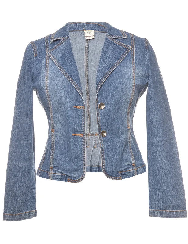 Medium Wash Denim Jacket - L Wool Jacket Cashmere Jacket Tweed Jacket