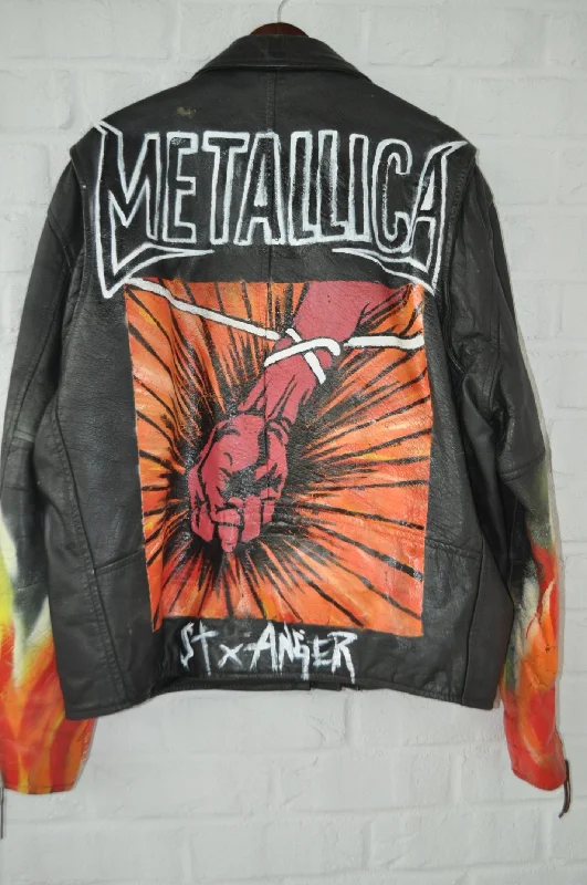 Metallica 80s moto jacket mens wear painted by Artist sz l Satin Jacket Silk Jacket Chiffon Jacket Metallica 80s moto jacket mens wear painted by Artist sz l Satin Jacket Silk Jacket Chiffon Jacket