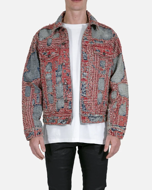MNML Boro Paisley Trucker Jacket Blue/Red Jacket Blazer Coat