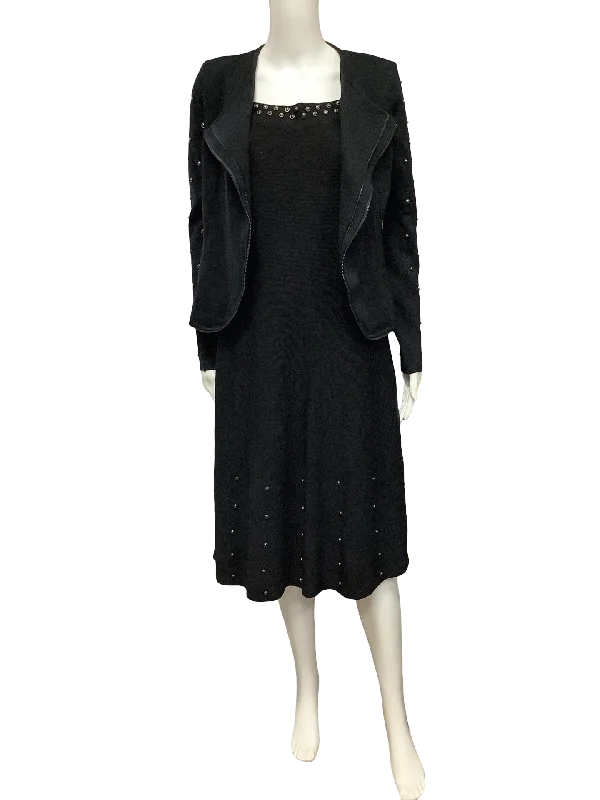 Nic + Zoe 2 Piece Jacket and Midi Length Dress Rivet Black w/Tags Size: S Denim Jacket Leather Jacket Suede Jacket Nic + Zoe 2 Piece Jacket and Midi Length Dress Rivet Black w/Tags Size: S Denim Jacket Leather Jacket Suede Jacket