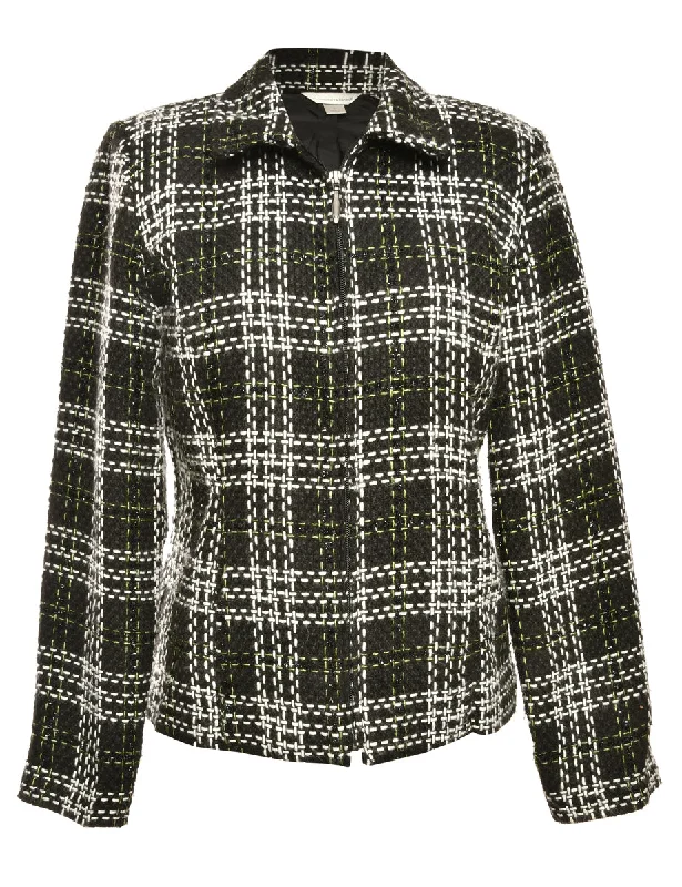 Patterned Black Jacket - M Fitted Jacket Loose Jacket Oversized Jacket