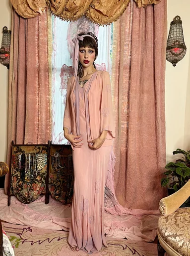 Rare Deco Slip and Jacket Peignoir Set Cadolle Established in 1889 in Paris Wool Fabric Cashmere Fabric Tweed Fabric Rare Deco Slip and Jacket Peignoir Set Cadolle Established in 1889 in Paris Wool Fabric Cashmere Fabric Tweed Fabric