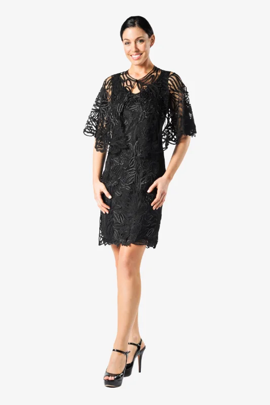 Soulmates D1107 Rose Flower Embroidered Hand Crocheted Lace Cape Jacket with Dress Set One-Shoulder Jacket Off-the-Shoulder Jacket Asymmetrical Jacket Soulmates D1107 Rose Flower Embroidered Hand Crocheted Lace Cape Jacket with Dress Set One-Shoulder Jacket Off-the-Shoulder Jacket Asymmetrical Jacket