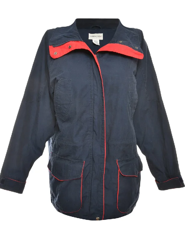 Zip Front Navy & Red Classic Jacket - XL Welt Pockets Slit Pockets Flap Pockets