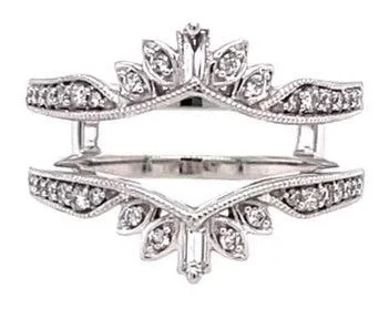 10 Karat White Ring Guard/Jacket Diamond Ring Guard Ribbed Jacket Pleated Jacket Ruffled Jacket