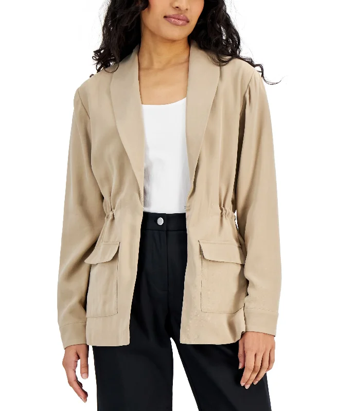 Alfani Petite Cinch Waist Jacket Print Jacket Jacquard Jacket Patchwork Jacket