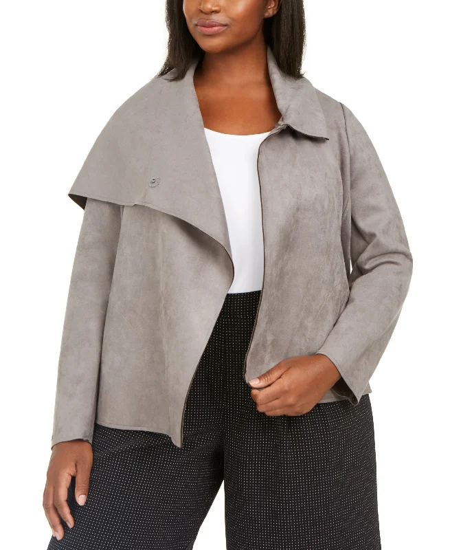 Anne Klein Plus Size Asymmetrical Wrap Jacket Faux Fur Fabric Real Fur Fabric Shearling Fabric Anne Klein Plus Size Asymmetrical Wrap Jacket Faux Fur Fabric Real Fur Fabric Shearling Fabric
