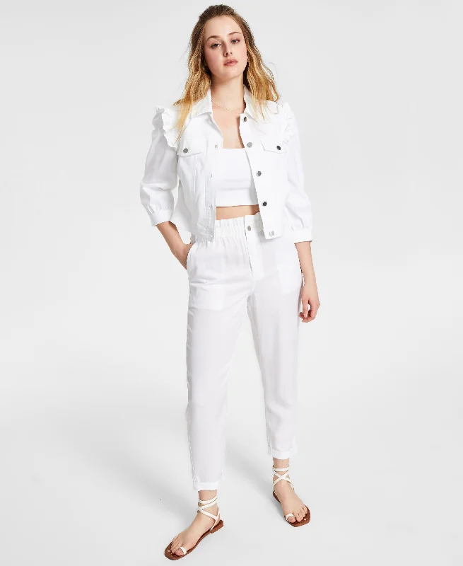 Bar III Petite Ruffled Cropped Denim Jacket Notch Collar Jacket Peter Pan Collar Jacket Cowl Neck Jacket Bar III Petite Ruffled Cropped Denim Jacket Notch Collar Jacket Peter Pan Collar Jacket Cowl Neck Jacket