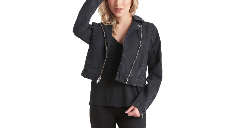 Black Tape Petite Denim Moto Jacket Appliqued Jacket Beaded Jacket Sequined Jacket