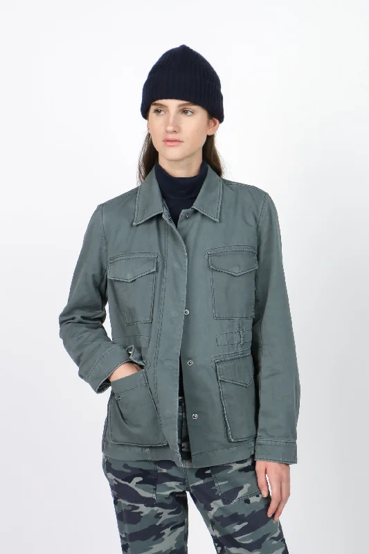 G1 Jane Jacket - Hunter Green A-Line Jacket Boat Neck Shawl Collar