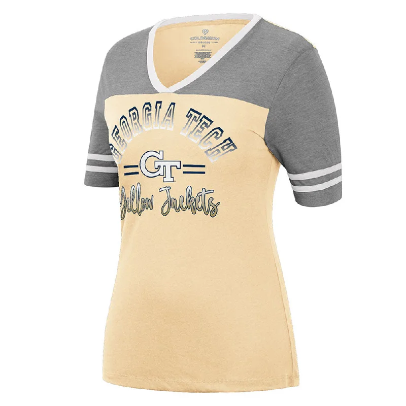 Ladies Georgia Tech Yellow Jackets There You Are Short Sleeve Hoodie Zip-Up Jacket Button-Up Jacket Ladies Georgia Tech Yellow Jackets There You Are Short Sleeve Hoodie Zip-Up Jacket Button-Up Jacket