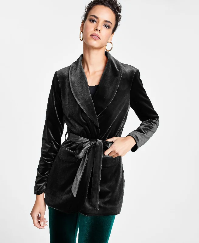 INC International Concepts Petite Velvet Wrap Jacket Cotton Fabric Linen Fabric Terry Fabric