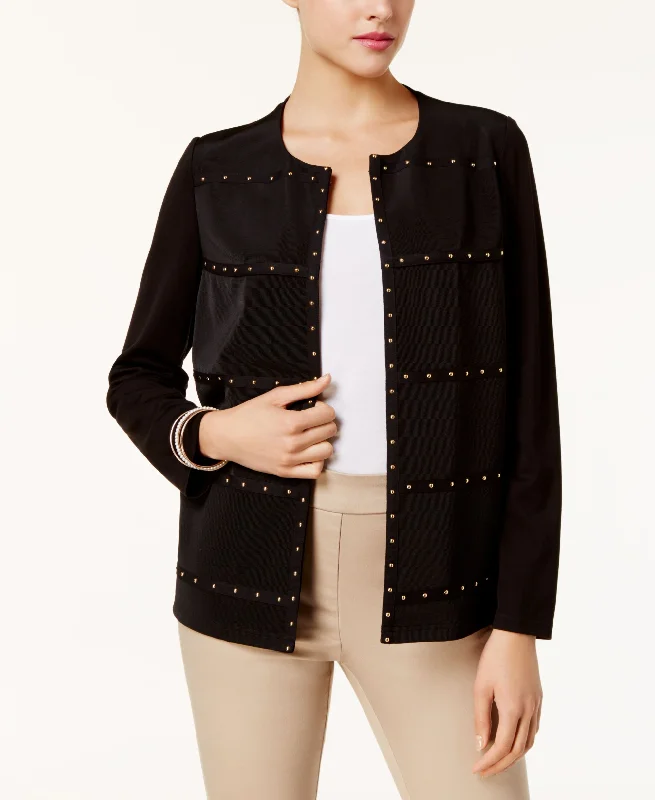 JM Collection Studded Jacket Herringbone Jacket Checkered Jacket Solid Jacket