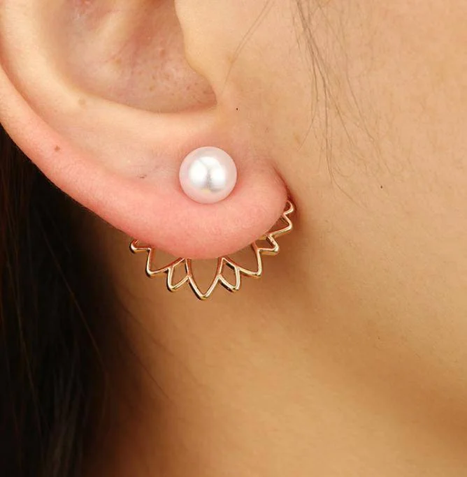 Lotus Flower Pearl Stud Earrings & Jacket Cotton Fabric Linen Fabric Terry Fabric