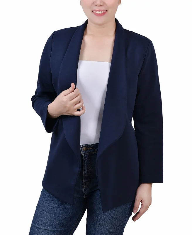 NY Collection Petite 3/4 Sleeve Ponte Jacket Snapped Jacket Toggled Jacket Drawstring Jacket NY Collection Petite 3/4 Sleeve Ponte Jacket Snapped Jacket Toggled Jacket Drawstring Jacket