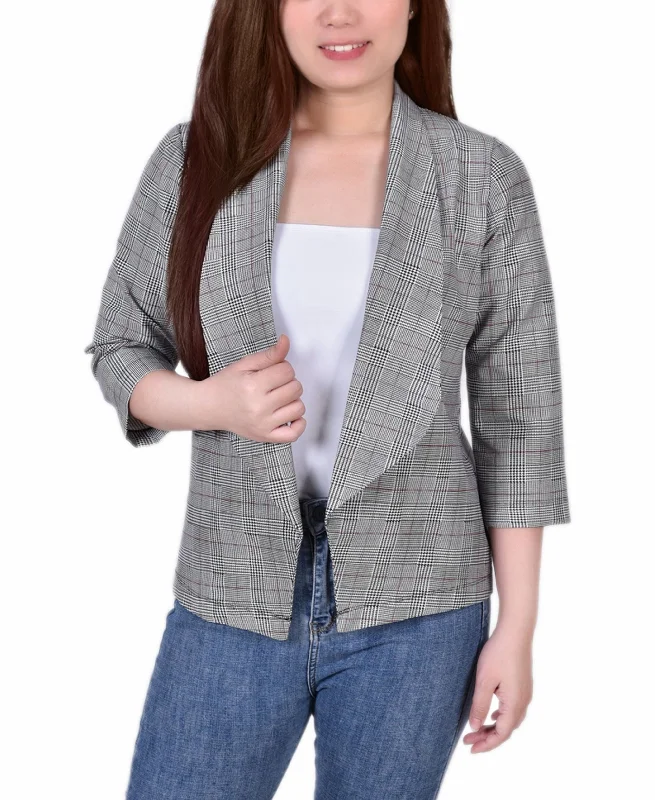 NY Collection Petite 3/4 Sleeve Ponte Jacket Ribbed Jacket Pleated Jacket Ruffled Jacket NY Collection Petite 3/4 Sleeve Ponte Jacket Ribbed Jacket Pleated Jacket Ruffled Jacket